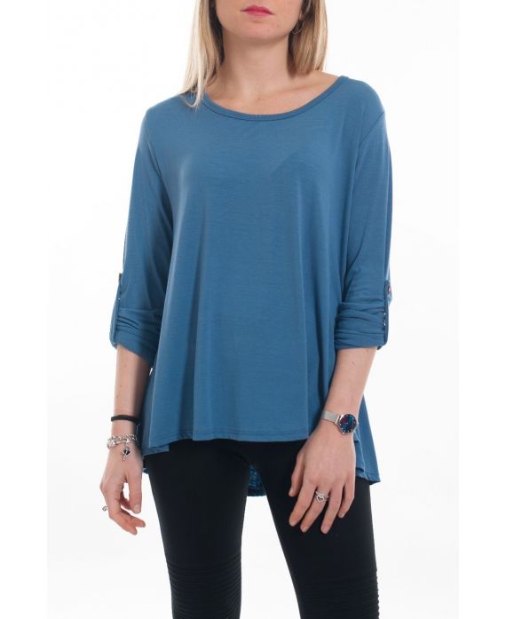 T-SHIRT DOS A BOUTONS 6061 BLEU