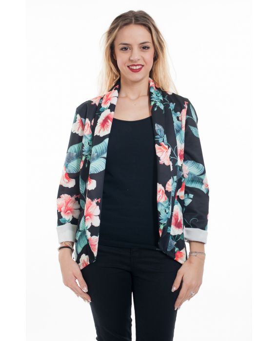 JACKE GEDRUCKT FLORAL 6079 SCHWARZ