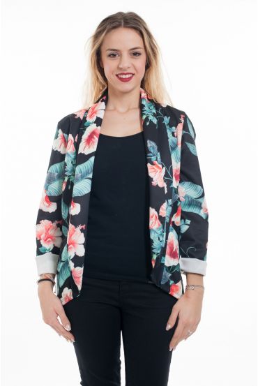 JACKE GEDRUCKT FLORAL 6079 SCHWARZ