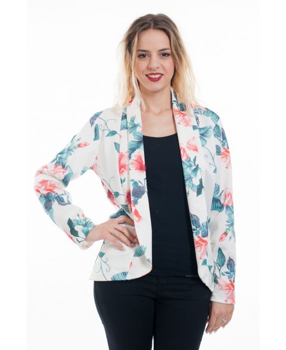 JACKE GEDRUCKT FLORAL 6079 WEIß