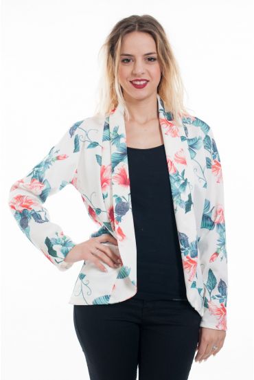 JACKE GEDRUCKT FLORAL 6079 WEIß