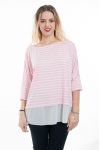 T-SHIRT RAYE BI-MATERIA 6060 ROSA