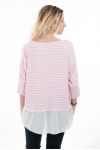 T-SHIRT RAYE BI-MATERIA 6060 ROSA