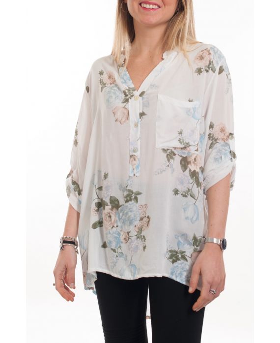 BLUSA DE FLORES 6090 BLANCO