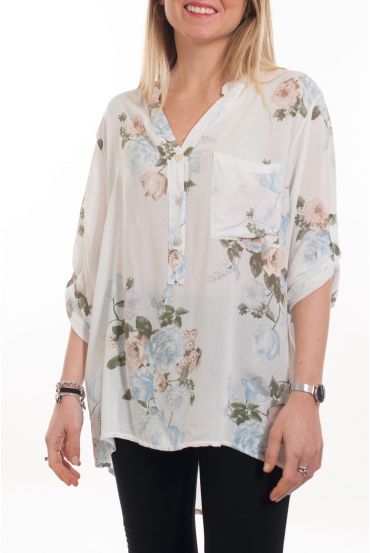 BLUSA DE FLORES 6090 BLANCO