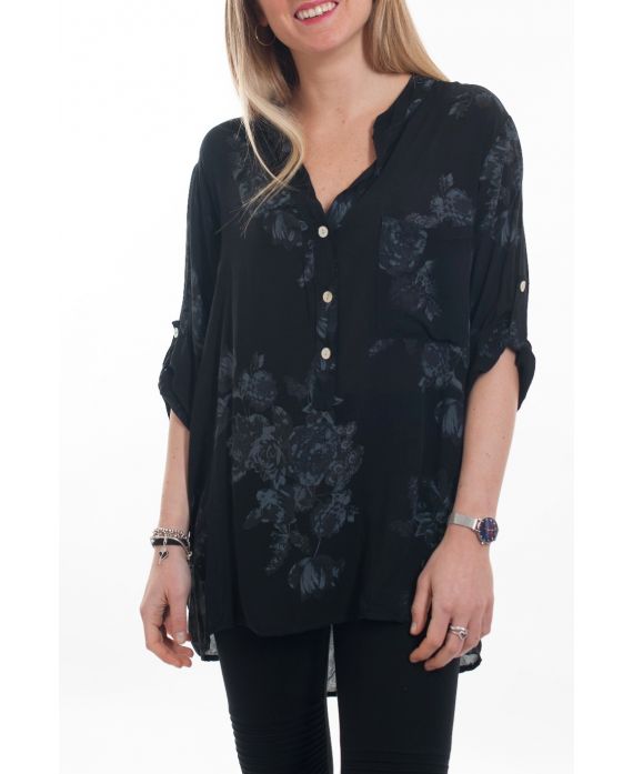 BLOUSE BLOEMEN 6090 ZWART