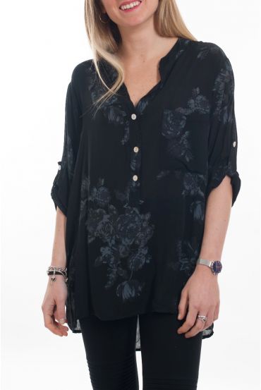 BLOUSE BLOEMEN 6090 ZWART