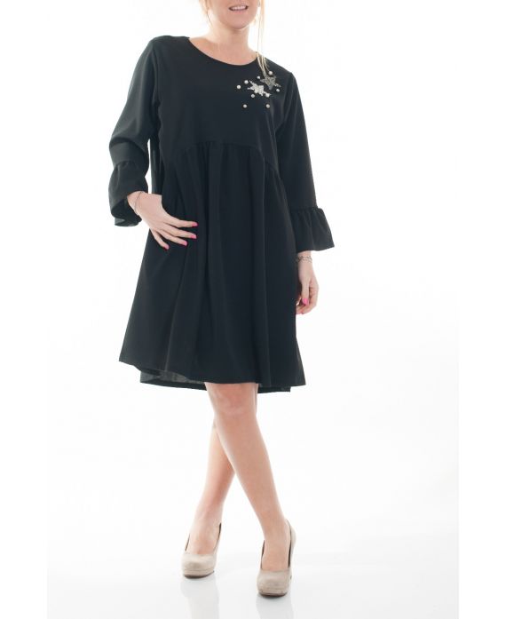 DE GRAN TAMAÑO VESTIDO DE CLOUTEE ESTRELLA 6064 NEGRO