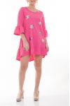 GROßE GRÖßE KLEID TUNIKA CLOUTEE STERN 6065 FUSHIA