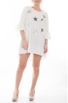 LARGE SIZE TUNIC DRESS CLOUTEE STAR 6065 WHITE