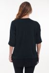 GRANDE TAILLE T-SHIRT IMPRIME BI-MATIERE 6066 NOIR