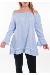 LARGE SIZE TUNIC RAYEE SHOULDERS DENUDEES 6068 BLUE