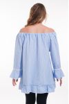 LARGE SIZE TUNIC RAYEE SHOULDERS DENUDEES 6068 BLUE