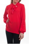 BLUSE VERZIERT 6089 ROT