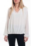 BLOUSE ENCOLURE CLOUTEE 6087 BLANC