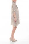 LARGE SIZE SET TUNIC DRESS + SCARF 6070 BEIGE