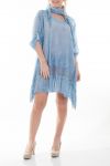 LARGE SIZE SET TUNIC DRESS + SCARF 6070 BLUE