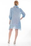 GRANDE TAILLE ENSEMBLE ROBE TUNIQUE + FOULARD 6070 BLEU