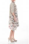 GRANDE TAILLE ENSEMBLE ROBE + FOULARD 6071 BEIGE