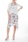 GRANDE TAILLE ENSEMBLE ROBE + FOULARD 6071 BLANC