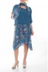 LARGE SIZE SET DRESS + SCARF 6071 BLUE