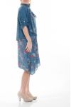 GRANDE TAILLE ENSEMBLE ROBE + FOULARD 6071 BLEU