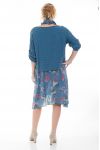 GRANDE TAILLE ENSEMBLE ROBE + FOULARD 6071 BLEU