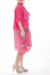 GRANDE TAILLE ENSEMBLE ROBE + FOULARD 6071 FUSHIA