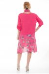 GRANDE TAILLE ENSEMBLE ROBE + FOULARD 6071 FUSHIA