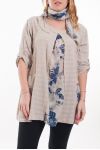 GRANDE TAILLE ENSEMBLE TUNIQUE + FOULARD 6072 BEIGE