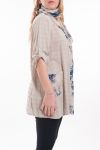 GRANDE TAILLE ENSEMBLE TUNIQUE + FOULARD 6072 BEIGE