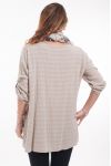 GRANDE TAILLE ENSEMBLE TUNIQUE + FOULARD 6072 BEIGE