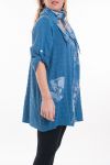 LARGE SIZE SET TUNIC + SCARF 6072 BLUE