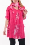 LARGE SIZE SET TUNIC + SCARF 6072 FUSHIA