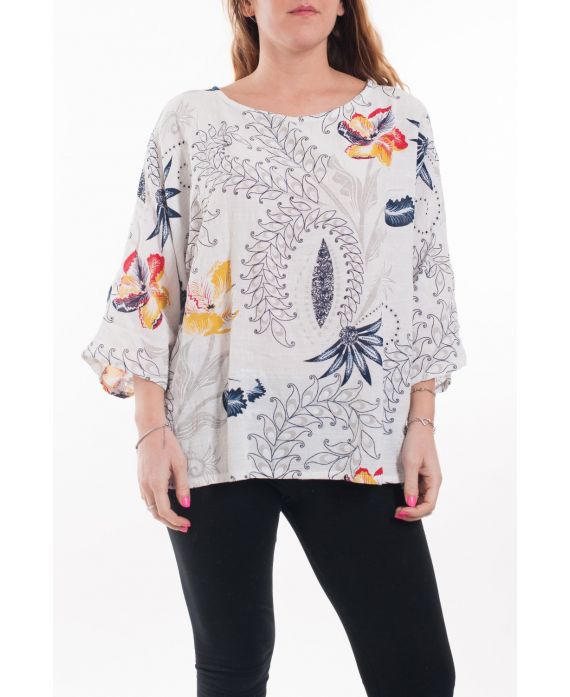 LARGE SIZE TUNIC PRINTED 6073 WHITE