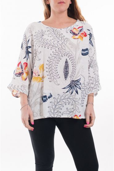 LARGE SIZE TUNIC PRINTED 6073 WHITE