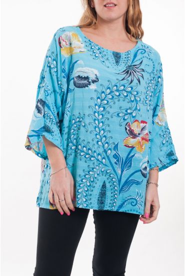 LARGE SIZE TUNIC PRINTED 6073 AZURE