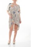 LARGE SIZE TUNIC DRESS PRINTED 6074 BEIGE