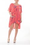 LARGE SIZE TUNIC DRESS PRINTED 6074 CORAL