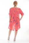 LARGE SIZE TUNIC DRESS PRINTED 6074 CORAL