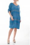 GRANDE TAILLE ROBE 2 POCHES 6075 BLEU