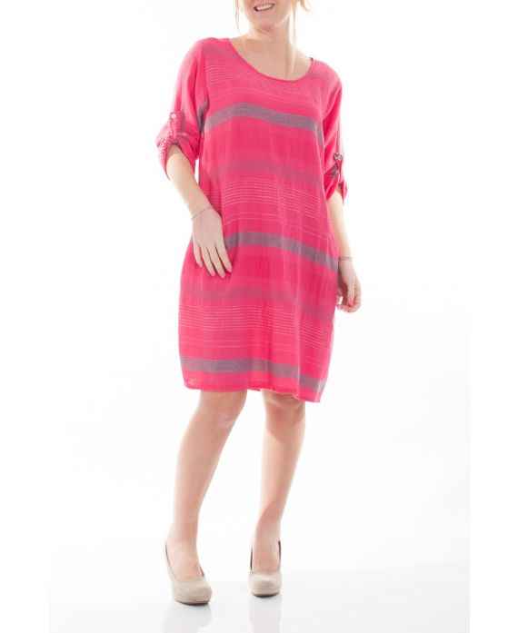 GRANDE TAILLE ROBE 2 POCHES 6075 FUSHIA