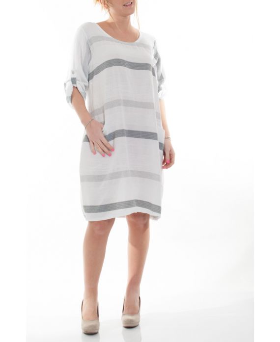 GRANDE TAILLE ROBE 2 POCHES 6075 BLANC