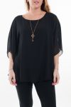 LARGE SIZE TUNIC CLOAK + JEWEL 6059 BLACK