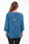 LARGE SIZE TUNIC PRINTED POCKET 6076 BLUE