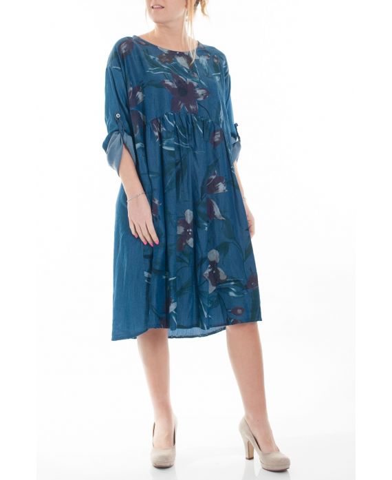 GRANDE TAILLE ROBE JEANS IMPRIMEE 9047 BLEU