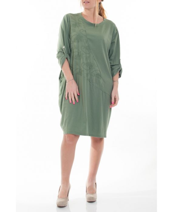 LARGE SIZE TUNIC DRESS 6050 MILITARY GREEN