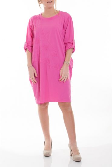 GRANDE TAILLE ROBE TUNIQUE 6050 FUSHIA