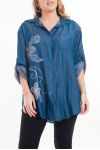 DI GRANDI DIMENSIONI DENIM SHIRT STAMPE 6049 BLU SCURO