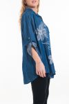 DI GRANDI DIMENSIONI DENIM SHIRT STAMPE 6049 BLU SCURO